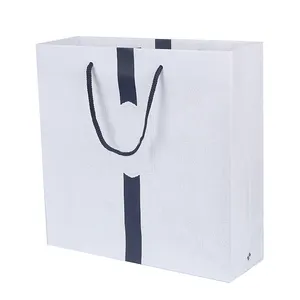 Wholesale Custom Logo Gold Foil Logo Luxury Black White Paper Recyclable Gift Bags Shopping Bags Cardboard Paper Bag