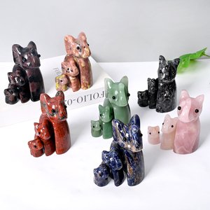 Sculptures d'éléphants décoratives en pierres précieuses naturelles - Ensemble de 3 sculptures d'animaux en cristal - Product Image 4