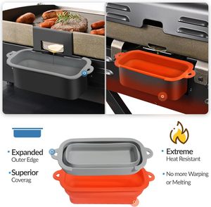 Revestimiento de silicona para grasa de 218x87x70mm para parrilla plana de 17, 22, 28, 36 pulgadas, bandeja reutilizable para recoger goteos, libre de BPA - Product Image 3