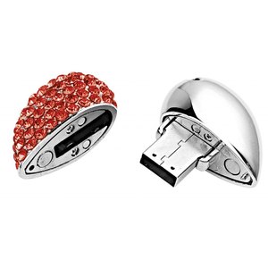 Chiavetta USB a Forma di Cuore in Cristallo 16Gb Design con Strass Rossi - Product Image 2