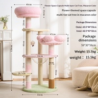Grand arbre à chat de luxe en bois et peluche, structure d'escalade pour salon intérieur, toutes saisons, avec poste à griffer et abri chaud pour l'hiver