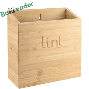 Custom Laundry Large Magnetically Dryer Storage Lint Bin Bamboo Magnetic Lint Bin For Laundry Room