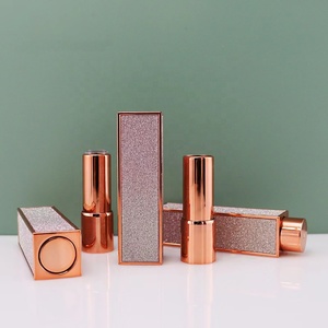 JIE MEI Stock Produit populaire Pop UP Rose Gold Leather D12.1MM Tube de rouge à lèvres vide Container Square Lipstick Case Custom Logo - Product Image 1