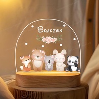 Veilleuse personnalisée pour naissance de bébé Nom personnalisé Animal Cadeau Lampe Eléphant Lion Acrylique Base Lampe
