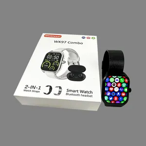 Fashion Smart watch 2024 Relogio Smartwatch WK97 Waterproof Android Smart Watch with business with earbuds 2 in 1