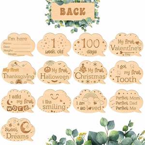 13 cartes de jalons de développement pour bébé en bois double face, accessoires de photographie nouveau-né, cadeau commémoratif de naissance gravé - Product Image 4