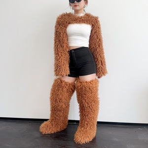 Chaqueta y <span class=keywords><strong>Chaleco</strong></span> Cortos de Piel Sintética de Oveja Estilo Urbano Europeo y Americano para Blogueros, Ecológicos, Transpirables, con Mangas Cortas Estilo Mongol - Product Image 4