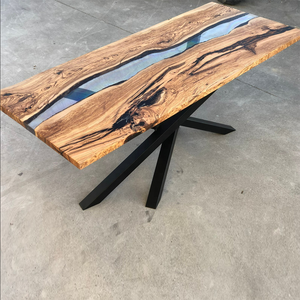 <span class=keywords><strong>Mesa</strong></span> <span class=keywords><strong>de</strong></span> madera <span class=keywords><strong>de</strong></span> resina epoxi transparente para el hogar, mueble <span class=keywords><strong>de</strong></span> madera maciza con forma cuadrada o redonda - Product Image 2
