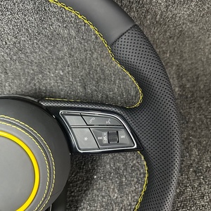 <span class=keywords><strong>Volant</strong></span> en cuir perforé personnalisé avec bande jaune <span class=keywords><strong>S</strong></span> <span class=keywords><strong>Line</strong></span> pour <span class=keywords><strong>Audi</strong></span>, modèles anciens et nouveaux A8 A1 RS5 A3 <span class=keywords><strong>TT</strong></span> A7 Q7 Q5 RS4 - Product Image 2