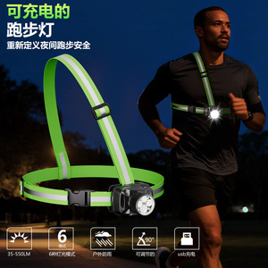 Rechargeable LED Chest <b>Light</b> <b>Running</b> Headlamp 360 Reflective Strap for Night Hiking Cycling Camping - Product Image 3
