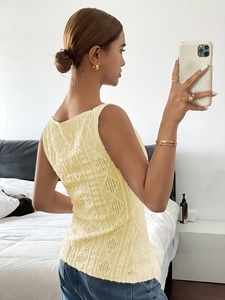 Nuevo Top sin Mangas para <span class=keywords><strong>Mujer</strong></span>, Cuello Cuadrado, Texturizado, <span class=keywords><strong>Calado</strong></span>, Informal, Versátil, para Uso Diario o Vacaciones, <span class=keywords><strong>Chaleco</strong></span> de Punto - Product Image 2