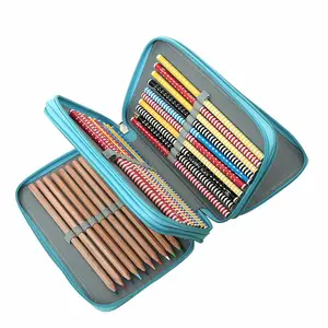 便携式三层铅笔盒55孔大容量铅笔文具盒批发牛津布铅笔袋学校用品