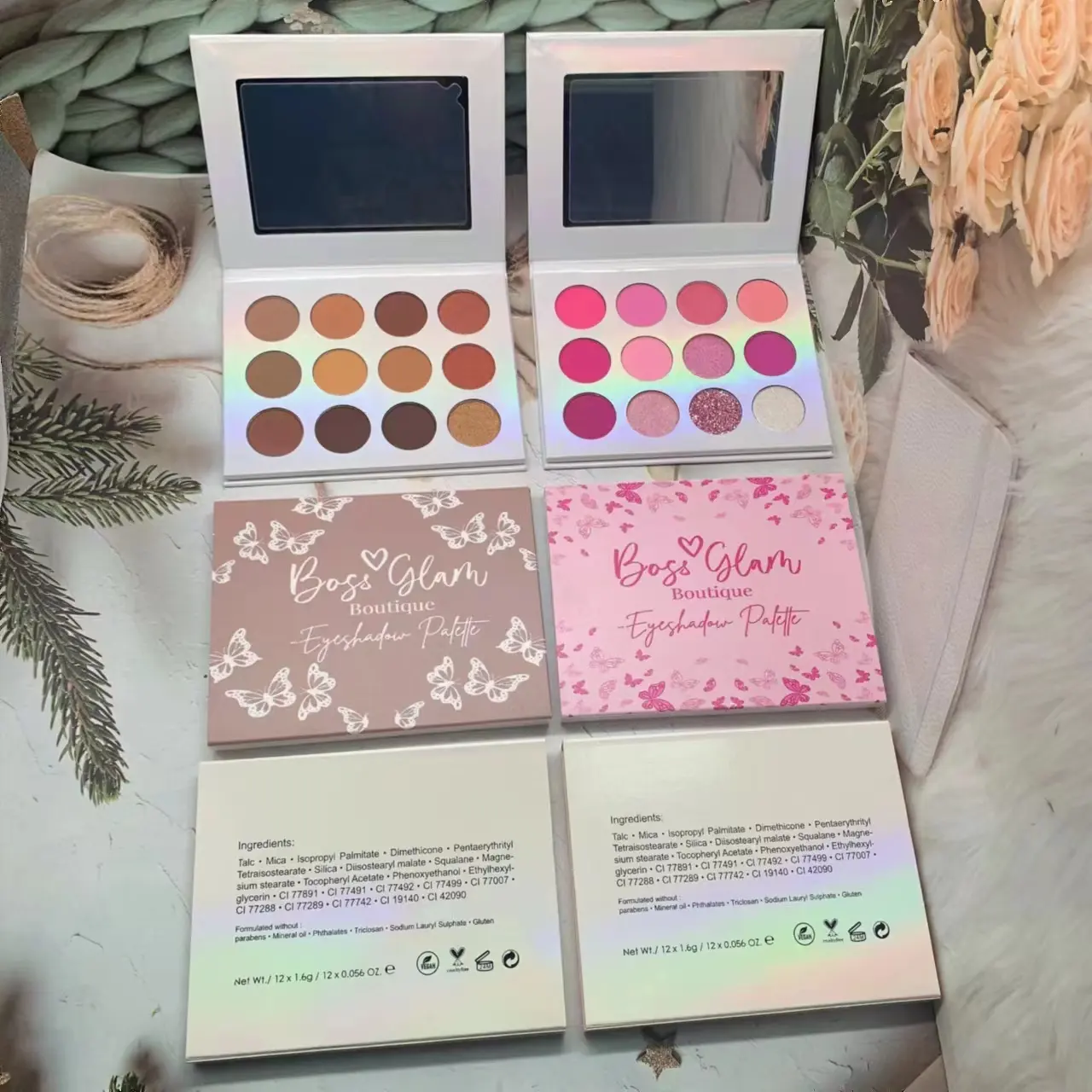 Sắc tố cao 12 màu sắc mỹ phẩm Nude Eyeshadow Palette bán buôn long lanh bóng mắt OEM nhãn hiệu riêng Eyeshadow trang điểm