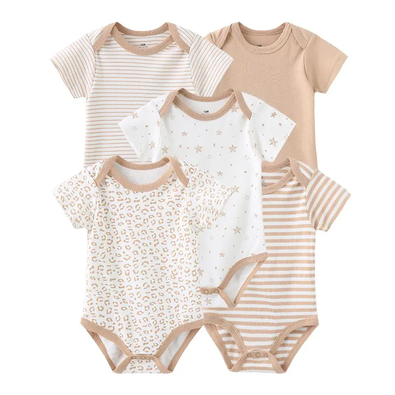 5pcs Design de Moda bebê recém nascido presente listra roupas 0-12 meses conjunto de roupas de menino 5 pack bodysuits colete macacões