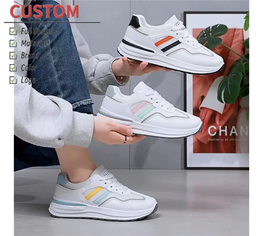 F009 nueva llegada zapatillas de deporte de moda Zapatillas deportivas para correr para mujeres y señoras caja de zapatos de malla imagen goma 120 pares