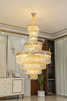 Lustre de luxe en cristal avec grandes pièces métalliques, lampe LED d'intérieur pour villa, escalier, maison, hôtel, salle de banquet, suspension de plafond