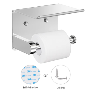 Modern Self Adhesive Wooden Toilet <b>Paper</b> <b>Holder</b> with Shelf Toilet Roll <b>Holder</b> Toilet Roll <b>Paper</b> <b>Holder</b> - Product Image 2