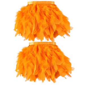 Orange handmade may vải Ribbon Băng turkeyfeather rìa TRIM cho Diy Craft quần áo ăn mặc trang phục bên nhà đám cưới tháng mười hai - Product Image 1