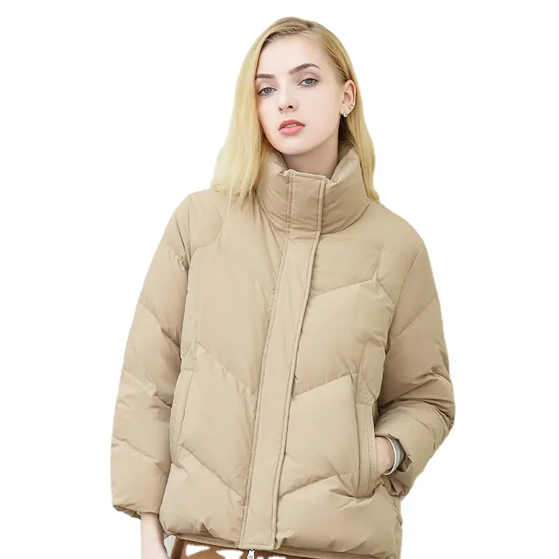 Factory Custom Winter Women's Down Coat White Duck Down Bubble Short Coat Warm Puffer Jackets