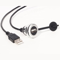Cable de Extensión USB 2.0 Macho a Hembra con Carcasa Metálica y Tapa Impermeable, Cable de Montaje en Panel con Bloqueo de Tuerca de Rosca Rápida de 3A