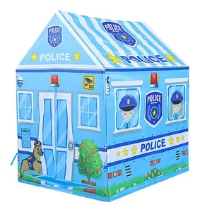 Casa de juegos interior y exterior para niños, tienda de campaña fácil de instalar, estación de policía plegable