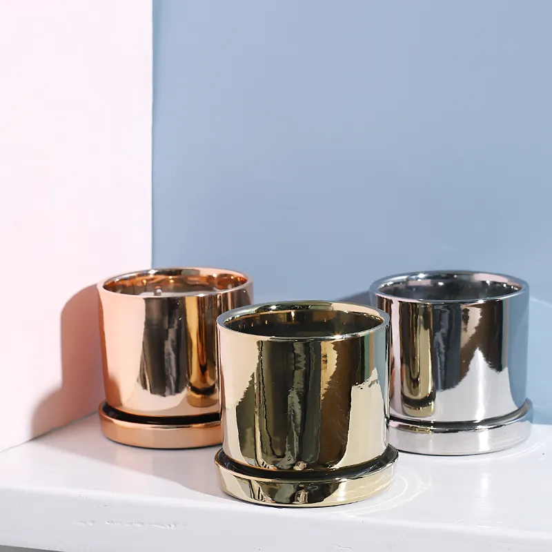 Nieuwe Hipster Plated Goud Zilver Keramische Succulente Planter Pot