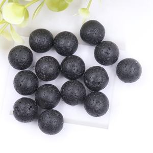 Pierre précieuse de guérison naturelle lave volcanique noire perles de pierre ronde pierre artisanat boule sphère pour la décoration intérieure - Product Image 5