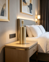 Lampe de table LED cylindrique en fer doré, base flexible, style contemporain, support de lumière d'ambiance en métal