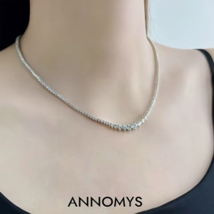 925 argent Sterling Moissanite Tennis collier pour femmes éblouissant diamant <span class=keywords><strong>coupe</strong></span> chaîne luxe cadeau bijoux en gros de haute qualité - Product Image 5