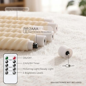 Set of 6 Classically Spiral Long Rod Electronic <b>Candle</b> 3D Wick Wedding Led <b>Taper</b> <b>Candles</b> Set Merry Christmas Led <b>Candle</b> - Product Image 2