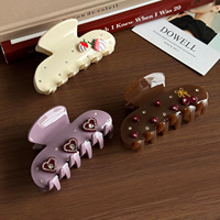 Fruit Hart Acetaat Haarklauw Kersen Aardbei Strass Kaakclip Zoete Coquette Haaraccessoire voor Dames Dagelijks Feest Vakantie