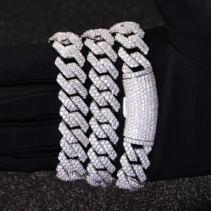 Yy hot-venda 14 mm 2 linhas cubano link chian iced out vvs moissanite passar diamante tester 925 prata jóias finas colares para homens - Product Image 1
