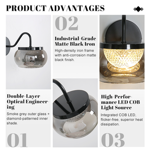 <span class=keywords><strong>Lampe</strong></span> murale LED moderne de couleur grise pour salon, chambre à coucher, chevet, couloir, vente en gros - Product Image 4