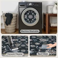 Tapis d'appoint Boho à imprimé style ferme 8x10 noir lavable antidérapant pour entrée, salon, dortoir, salle de bain, décoration intérieure