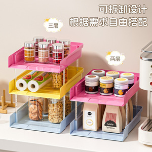 Stackable Multi Layer Spice Rack Plastic Kitchen Storage Organizer With Adjustable Shelves For Spices And Condiments - Product Image 1