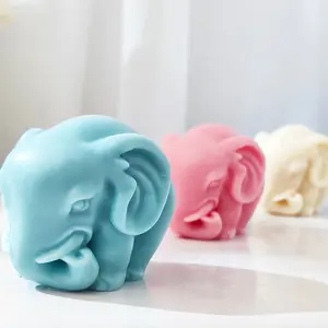 DIY大象香薰蜡烛模具3D大象大豆蜡蜡烛硅胶模具