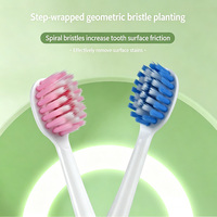 Brosse à dents à micro-brins denses pour un soin doux des gencives, avec un motif de fibres superposées et décalées, idéale pour le nettoyage familial en salle de bain.