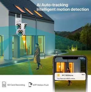 Wifi户外3镜头3屏幕运动跟踪PTZ视频监控摄像机双镜头防水安全知识产权摄像机系统 - Product Image 5