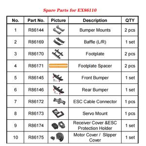 Pneus et roues RGT 1/10 RC Rock Crawler avec éclairage LED, pièces de rechange pour voiture télécommandée 86100 - Product Image 6