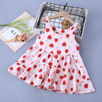 Gaun Musim Panas Baru untuk Anak Perempuan, Gaun Bertingkat dengan Motif Cetak, Tanpa Lengan, Model Tank, Bagian Atas Berpotongan, Bagian Bawah Mengembang dan Menyala