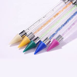 Venta al por mayor de doble cabeza de acrílico Nail Art Dotting Pen diamantes de imitación gema accesorios cuentas Nail Picker lápiz herramientas de manicura - Product Image 3