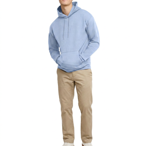 Sudadera con capucha personalizada con logotipo, lisa, para gimnasio, de algodón 100%, azul, corte regular, para hombre, estilo urbano. - Product Image 1