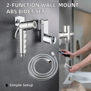 <span class=keywords><strong>Huici</strong></span> - Juego de rociador de bidé vertical de plástico de 2 funciones para montaje en pared, con grifo de 7 orificios, fácil instalación y diseño moderno - Product Image 2