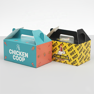 Chất lượng cao lấy đi toàn bộ tùy chỉnh giòn gà nướng cánh cửa hàng hộp giấy thức ăn nhanh, bao bì hộp gà rán có tay cầm - Product Image 2