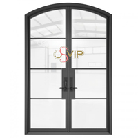 Portes françaises anciennes en aluminium, portes françaises cintrées, portes françaises extérieures en métal noir