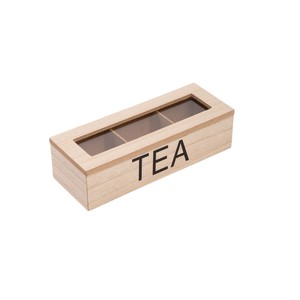 Wooden <b>Tea</b> <b>Box</b> Flip Top Rectangle Desktop Organizer Storage For <b>Tea</b> Bags Coffee Bags With Lid L Size - Product Image 3