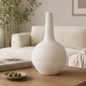 Custom Handmade White <b>Ceramic</b> Vase Modern Textured <b>Ceramic</b> Flower Vase Home Art Decor Table Centerpiece Wholesale OEMODM Factory - Product Image 3