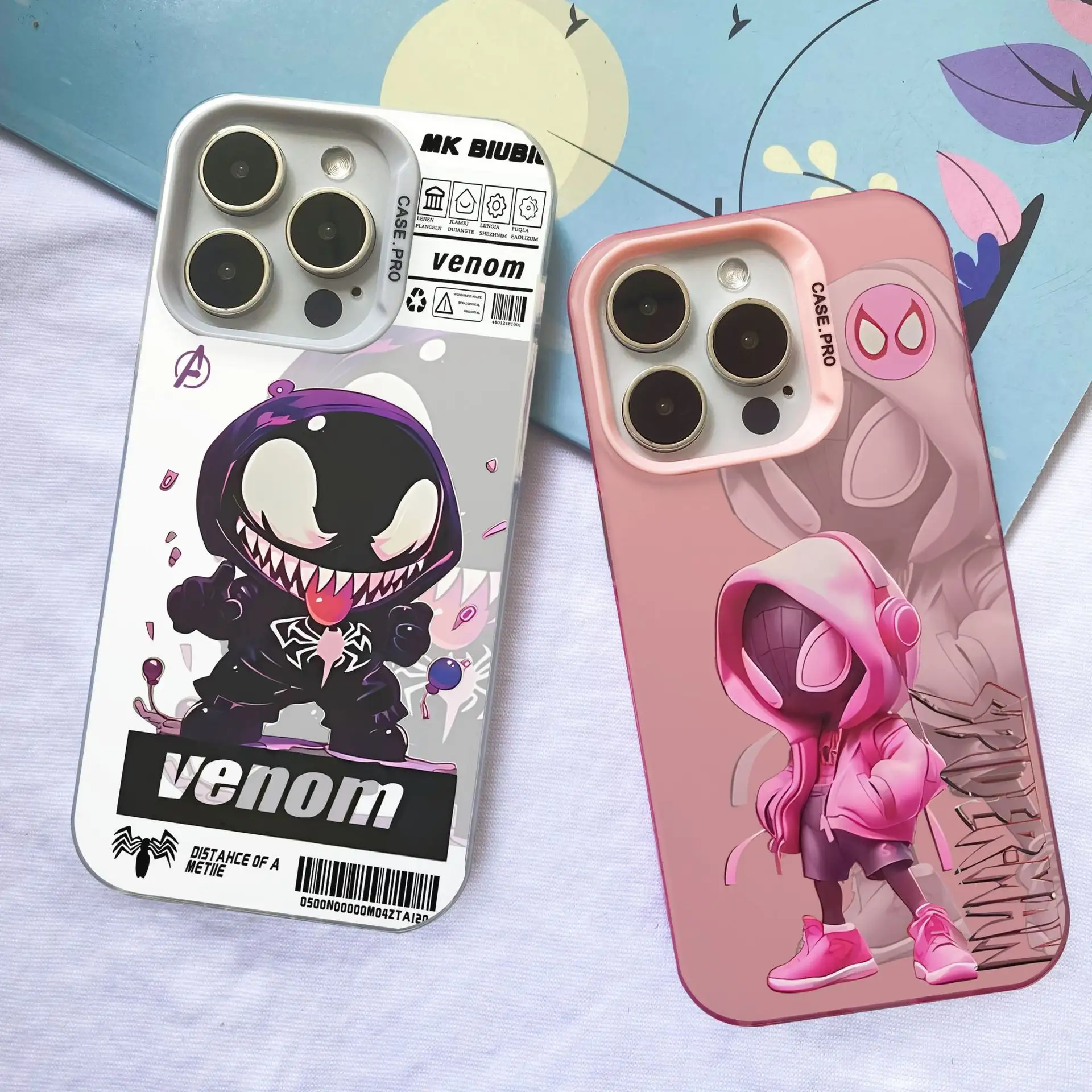 Cartoon Spider Man Colorful Silver IMD Phone Case for iphone 11 12 13 14 15 Pro Max Cell Cover