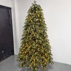 Arbre de Noël artificiel géant de 8 pieds, grandes feuilles en forme de saule, matériau PE souple, arbre de Noël tout en PE avec base rotative - Product Image 4