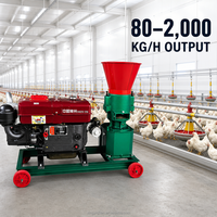 Machine à granulés d'aliments pour volailles, alimentée au diesel, pour la fabrication d'aliments pour poulets, canards et cailles, avec diamètre de granulés réglable
